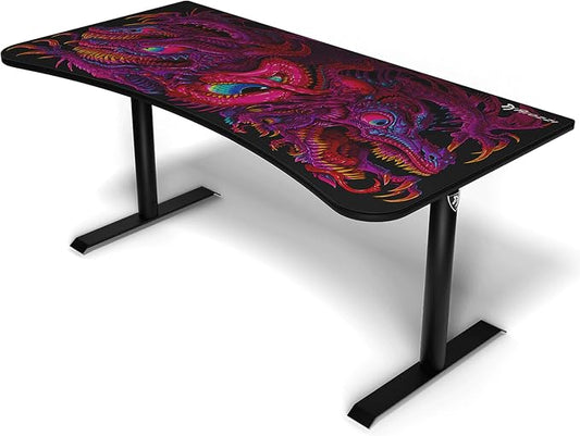 Arozzi Arena Special Edition Ultrawide Curved Gaming and Office Desk with Full Surface Water Resistant Desk Mat Custom Monitor Mount Cable Management Cut Outs - Crawling Chaos