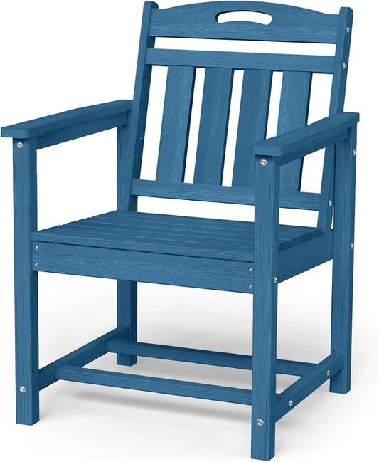 Outdoor Patio Dining, All-Weather HDPE Chair Fade-Resistant, and Low Maintenance for Backyard, Garden, or Patio, Navy Blue