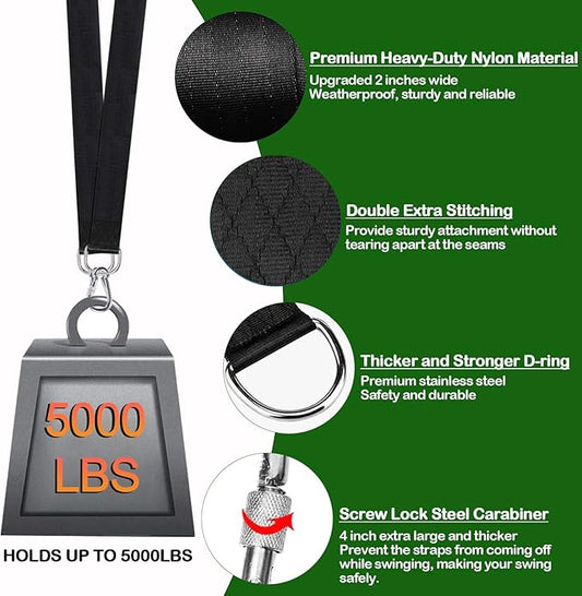 Tree Swing Hanging Straps Kit (Set of 2) - 3FT/8FT/10FT/20FT/30FT Heavy Duty Tree Swing Straps Holds 5000 lbs, Easy & Fast Installation for All Types of Swings and Hammocks(30 FT)