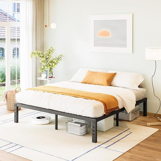 FSCHOS California King Bed Frame, 14 Inch Metal Platform California King Size Bed Frame No Box Spring Needed, Easy Assembly, Noise Free