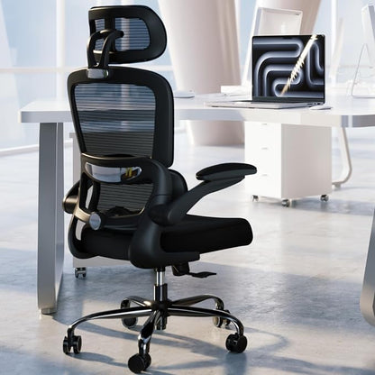 TRALT Office Chair Ergonomic Desk Chair, 330 LBS Home Mesh Office Desk Chairs with Wheels, Comfortable Gaming Chairs Black Pack of 7