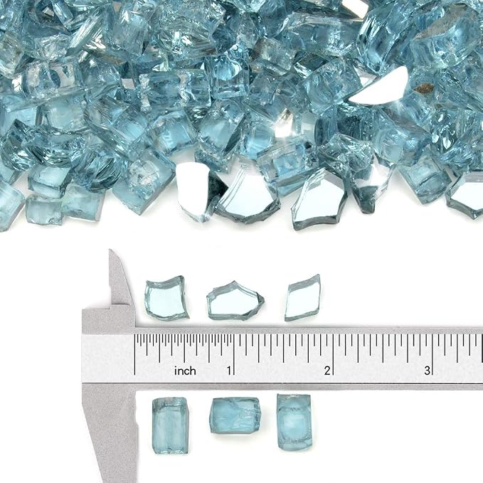 Stanbroil 10-Pound Fire Glass - 1/4 inch Reflective Tempered Fire Glass for Fireplace Fire Pit, Aqua Blue Reflective