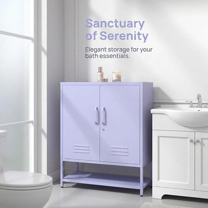Lockable Metal Shoe Cabinet,Heavy Duty Storage Cabinet with 1 Adjustable Shelves,Purple Metal Storage Cabinet for Home,Entrance,Living Room,Bathroom 33" H X 29.5" W X 13.8" D