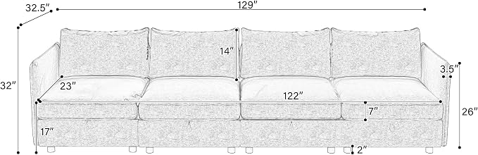 98.5-Inch L-Shaped 4 Seat Modular Sofa Deep Seat Storage Sectional Sofa Couch Free Combination with Storage Space, 4 Seat Chenille Upholstered L-Shaped Convertible Corner Couch for Home Apartment
