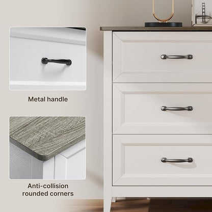 Gizoon 2-Piece Bedroom Furniture Set, Includes 44.8" H 5 Drawer Dresser and 43.3" W 6 Chest of Drawers, Modern Bedroom Dresser Set, with Smooth Rail, Metal Handles, Anti-tip Device, Grey Tabletop