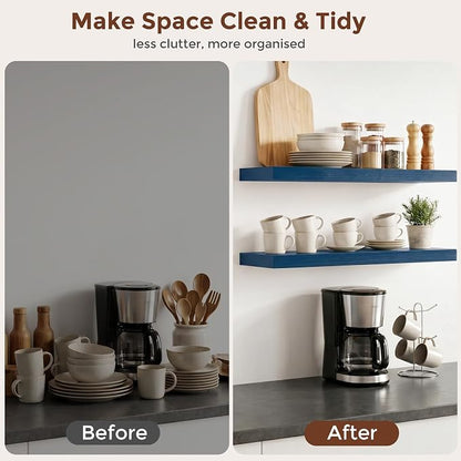 fuqing Dark Blue Floating Shelves | 24 Inch Floating Shelves for Wall Set of 2 | 24" W x 6.7" D x 1.4" H Blue Shelves for Bathroom Living Room Bedroom Kitchen