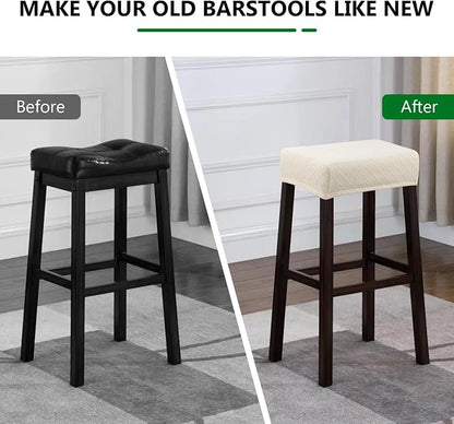 YISUN Stool Covers Rectangle - 4 Pack Stretch Waterproof Saddle Seat Cover Counter Bar Stools Bar Chairs Covers Kitchen Island Chairs Cushion Protector