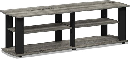 Furinno Nelly TV Stand, 3-Tier Entertainment Center with Open Shelves Storage, TV Console for TV up to 50 Inch, Soft Edges, for Living Room, Bedroom, French Oak