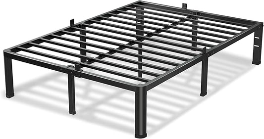 VIPSHOW 12 Inch Full Size Bed Frame, 3500Lbs Heavy Duty Metal Platform with Round Corner Legs Mattress Slide Stopper, Steel Slat Support No Box Spring Needed, Noise Free, Non-Slip, Easy Assembly