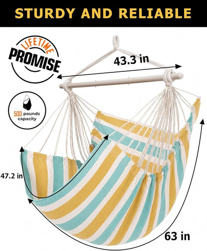 ADVOKAIR Hammock Chair Swing, Heavy-Duty Hanging Rope Swing Seat Supports 500 Lbs, Ideal for Outdoor Patio, Backyard, Porch, Deck & Indoor Bedroom Use