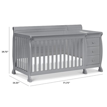 Davinci Kalani 4-in-1 Convertible Crib & Changer Combo, Gray | GREENGUARD Gold Certified, Converts to Toddler Bed, Daybed & Full-Size Bed, 4 Adjustable Mattress Heights, Easy to Assemble