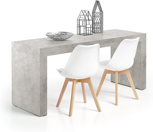 Mobili Fiver, Evolution Desk 70.9 x 23.6 in, Concrete Effect, Grey with Two Legs, Made in Italy