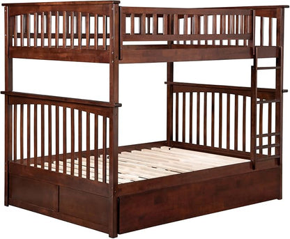 AFI, Columbia Ladder Bunk Bed Full Over Full with Full Trundle, Walnut