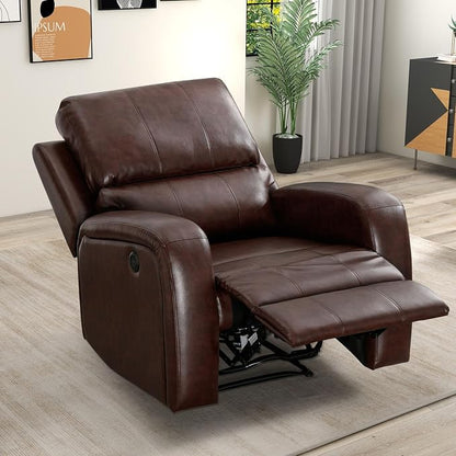 HAOMARKETS Electric Recliner Chair Set of 2, Soft PU Leather Power Recliners with Padded Backrest, Single Overstuffed Heavy Duty Reclining Sofa for Living Room Bedroom, Brown