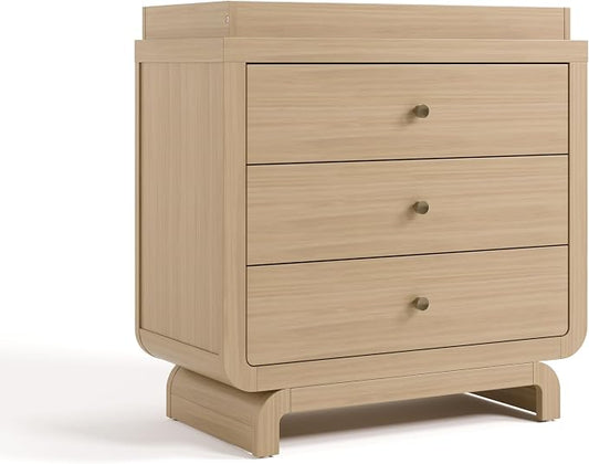 Storkcraft Santorini 3 Drawer Chest with Changing Topper (Driftwood) – GREENGUARD Gold Certified, Award-Winning Premium Wood Dresser for Baby & Kids Bedroom with Interlocking Drawer System