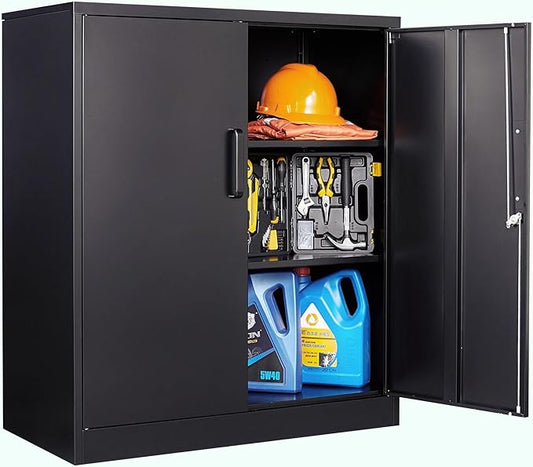 SISESOL 36 inch Metal Storage Cabinet with Doors and Shelves,Small Garage Storage Cabinet with Lock,Black Metal Cabinets with Locking Doors for Home,Office,Short Garage Cabinets