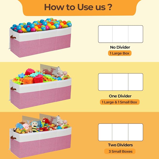 Extra Large Toy Box,150L Foldable Sturdy Toy Storage with Lid,40"x14"x16" Kids Storage Organizer,Toy Chest for Boys&Girls,for Nursery,Bedroom,Playroom,Living Room,Large Capacity Toybox(Pink)