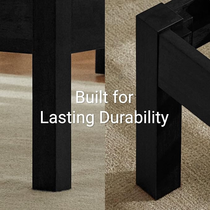 LIFEMENT Full Bed Frame Classic Wood Platform, Noise Free, Under Bed Storage, No Box Spring Needed, Easy Assembly, Black