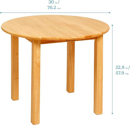 ECR4Kids 30in x 30in Round Hardwood Table with 22in Legs, Childrens Furniture, Honey