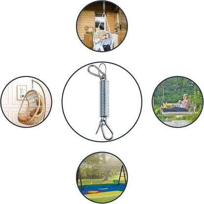 Porch Swing Springs Heavy Duty 700 Lb Capacity Each Hanging Chair Spring Stainless Steel Kit - 2 Springs, 4 Snap Hook Carabiners, 2 Safty Steel Wire for Swinging Porch, Swing Chair, Garden Hammocks