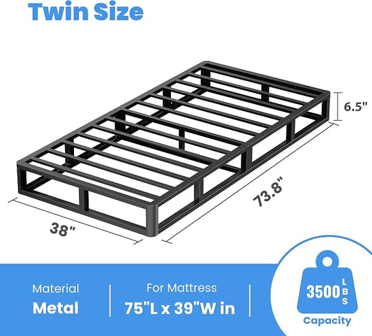 ROIL 7 Inch Twin Size Box Spring, Heavy Duty Metal Bed Base Mattress Foundation with Fabric Cover, 3500lbs Max Weight Capacity, Easy Assembly, Noise Free, Non-Slip