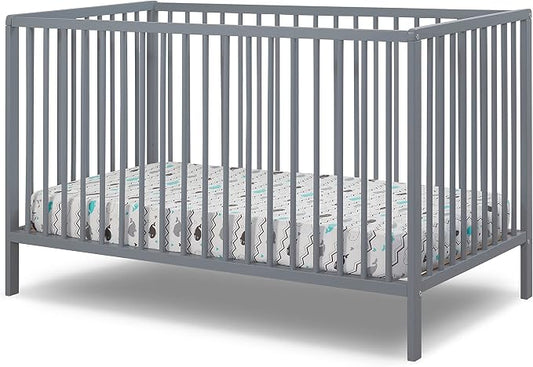 Sorelle Furniture Happy 3-in-1 Convertible Crib, Baby Crib to Toddler Bed, Sustainable Beech Wood, Non-Toxic Finish, Nursery Furniture - Gray