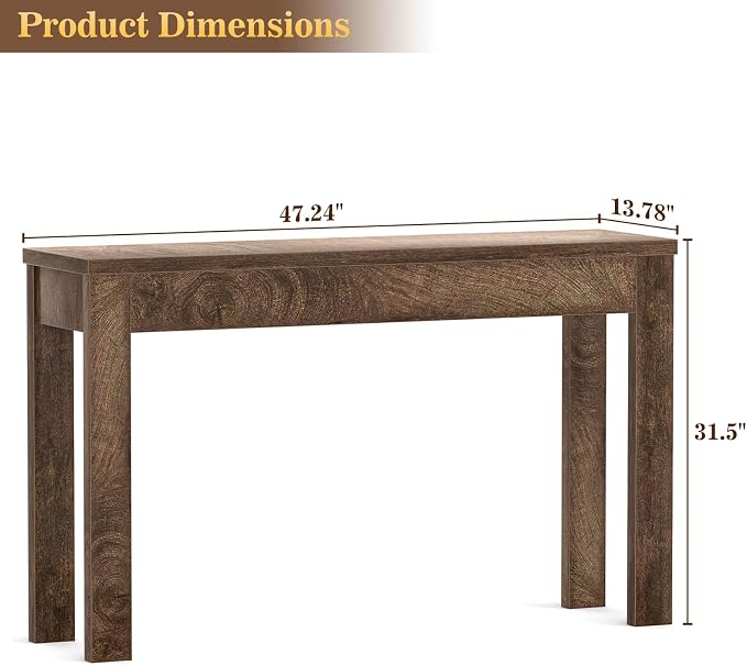 Armocity Console Table, 47" Farmhouse Wood Entryway Table, Sofa Tables Narrow Long Behind Couch, Entry Table for Entrance, Hallway, Living Room, Cracked Oak