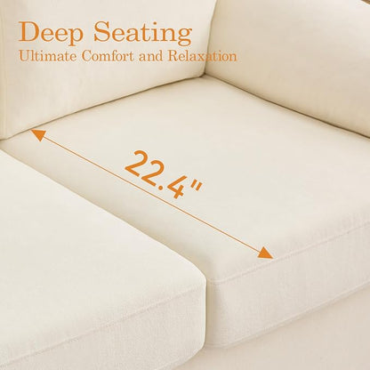 Boneless Couch Sets, Modern 3 Seater Sofa with 2 Accent Chairs, Floor Cloud Couch Sets with Extra Comfy Soft Deep Seats for Living Room, Apartment, No Assemby, Set of 3, Beige