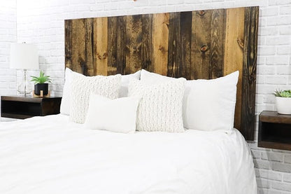 Barn Walls Solid Wood Queen Size Headboard, Dark Brown Stain with Smooth Natural Wood Grain Variation, Handcrafted Head Board Wall-Mounted Panels, Rustic Modern Bedroom, Built to Last