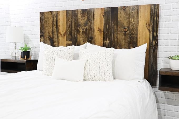 Barn Walls Solid Wood Full Size Headboard, Dark Brown Stain with Smooth Natural Wood Grain Variation, Handcrafted Head Board Wall-Mounted Panels, Rustic Modern Bedroom, Built to Last