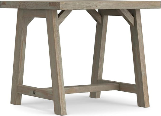 SIMPLIHOME Sawhorse SOLID WOOD 22 inch Wide Square Modern Industrial End Side Table in Distressed Grey for the Living Room and Bedroom