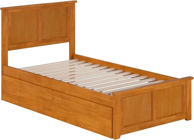 AFI, Madison Twin Platform Bed with Matching Footboard & Storage Drawers, Light Toffee