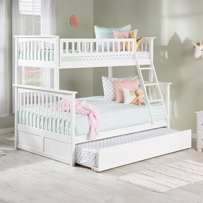 AFI, Columbia Ladder Bunk Bed Twin Over Full with Twin Trundle, White