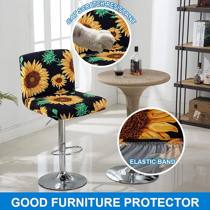 Levoberg Bar Stools Cover Set of 2 Printed Armless Swivel Barstools Slipcovers with Backs Stretch Square Counter Height Bar Stools Covers Mid Low Back Chair Cover for Kitchen Dining Room Bar #10