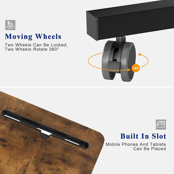 23.6 Inch End Table Computer Desk, Modern Simple Gaming Desk Home Office Desks, Writing Study Table Small Desk, Rustic Brown