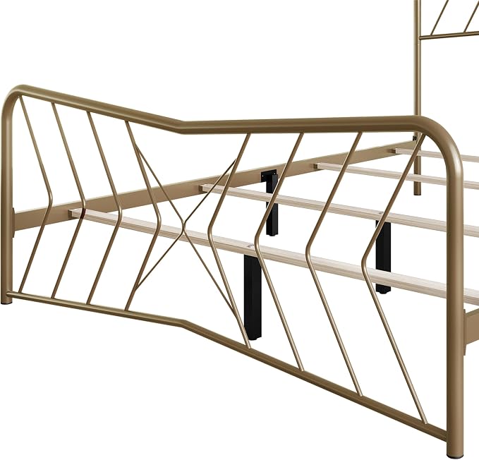 HOME DESIGN Fargo Full Size Metal Bed Frame, Minimalist Headboard and Footboard Design, Sturdy Metal Construction, Easy Assembly, Transitional, Gold