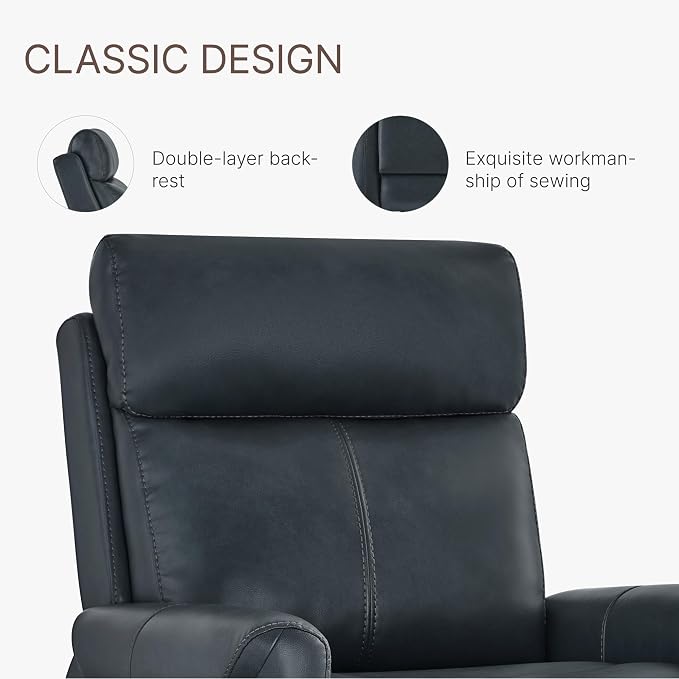 KISLOT Leather Recliner Chair for Adults Wall Hugger RV Recliner with USB Charging Ports Electric Power Reclining Sofa for Living Room Home Theater Seating Bedroom