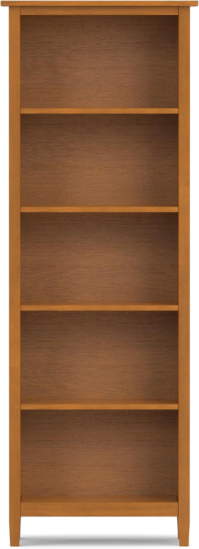 SIMPLIHOME Warm Shaker Desk and Bookcase Bundle - 48 inch Wide Solid Wood Transitional Desk with Drawers and 26 inch Wide 5-Shelf Bookcase in Light Golden Brown, Home Office Furniture (Set of 2)