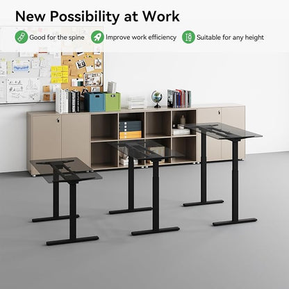 Dual Motor Electric Standing Desk Frame,Adjustable height and length,The maximum size it can accommodate is 63*28 inches for the tabletop,3 Preset Heights,Rated for 264 pounds of weight.Black