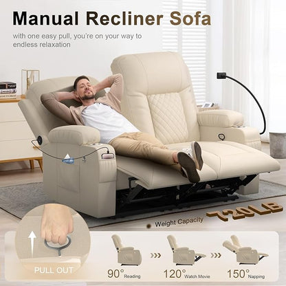 YONISEE Loveseat Recliner, Loveseat Recliner Sofa with Storage, Recliner Chair with USB Ports, 2 Cell Phone Holders, Cup Holder, Loveseat Couch for Living Room Home Theater Seating