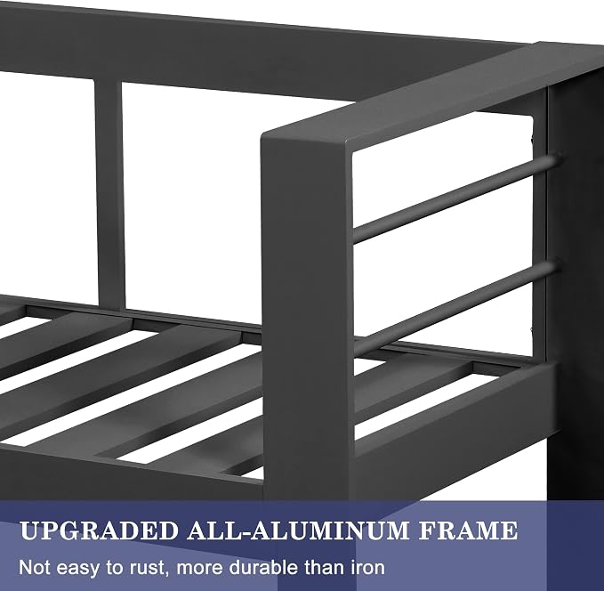 Wisteria Lane Aluminum Outdoor Sofa, 2 Seats Patio Couch All-Weather Rust-Proof Modern Metal Patio Furniture with 5" Thick Olefin Cushions, Light Grey