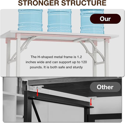 TEMI Long Computer Desk Folding Table - 55.1" Foldable Office Desk, No Assembly, Perfect Writing Table for Bedroom or Apartment, Portable Large Desk or Study Table with Compact Design, White Ash
