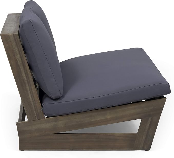 GDFStudio Noble House Sherwood Outdoor Acacia Wood Loveseat in Gray and Dark Gray