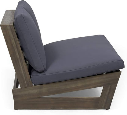 GDFStudio Noble House Sherwood Outdoor Acacia Wood Loveseat in Gray and Dark Gray
