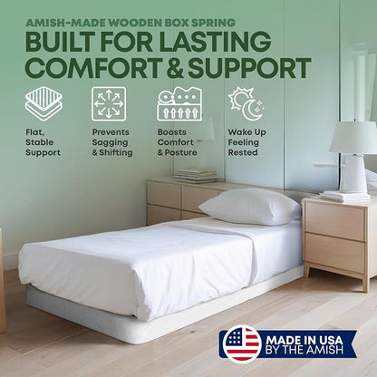 Greaton, 4.5” Twin Box Spring Only for Twin Size Bed – Amish-Made in the USA – Solid Wood Mattress Foundation with Stable & Quiet Support – Flat-Packed & Easy Assembly – White