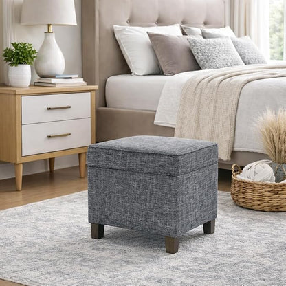 HomePop 18" Classic Square Storage Ottoman - Slate Grey
