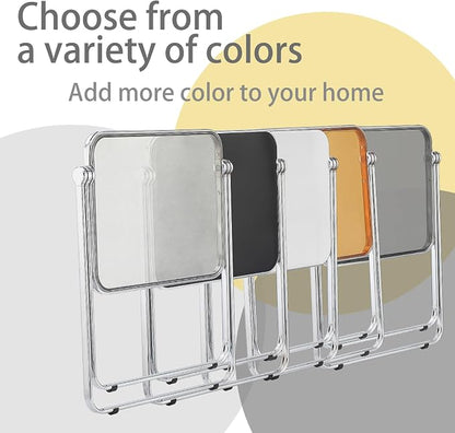 Clear Acrylic Folding TV Tray Table No Assembly Portable Side Desk, Lightweight Compact Computer Table for Small Space Home Office Dorm RV Apartment (Tawny)