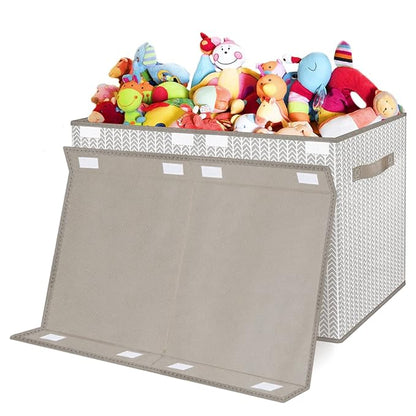 Toy Box Chest Organizer Bins for Boys Girls Kids, Large Collapsible Fabric Storage Container with Flip-Top Lid & Handles for Clothes,Blanket,Nursery,Playroom,Bedroom,Tree Branch Pattern (Gray)