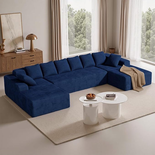 131'' Large Sectional Couches with Chaise Lounge, U-Shaped No Assembly Required Deep Seat Modular Cloud Sofa for Living Room 1PCS, Bedroom
