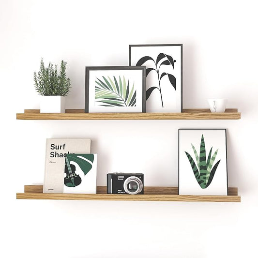 Floating Shelves for Wall Decor, Long Wall Mounted Storage Shelf for Bedroom, Living Room, Bathroom, Kitchen, Nursery, Display Picture Ledge Shelf with Lip Set of 2-36 Inches, Oak